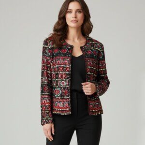 Papell Boutique Sequined Jacket Size Medium Long Sleeve Vintage Formal Going Out